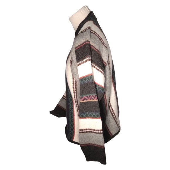 80's Vintage Concrete Mix Striped Sweater M/L Ramie/Cotton Knit Crewneck - Picture 2 of 6